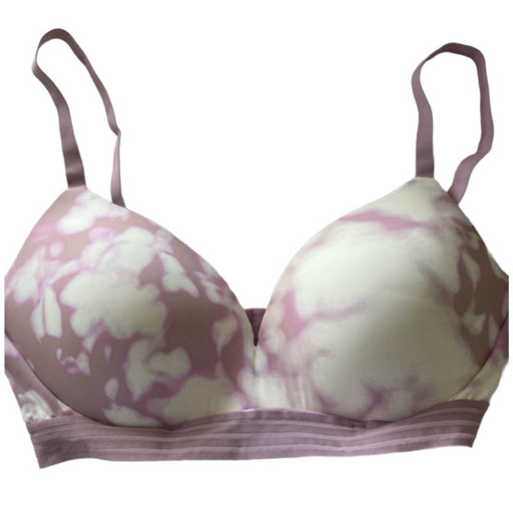 Auden  Orchid leaves  lavender and white Wirefree push-up Bra Size 38C